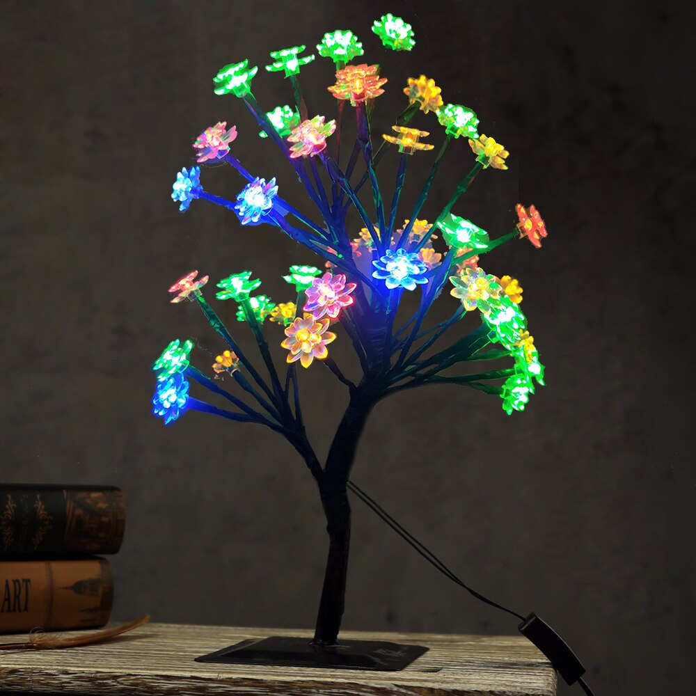 Luminarias LED Cherry Blossom Tree Branches Night Lights Lighting Table Lamps Bedroom Party Wedding Indoor Home Decor: Lotus - RGB