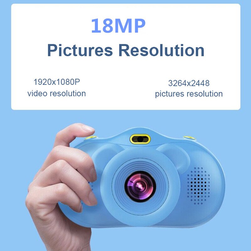 Children's Camera 1080P 18MP Rechargeable Cartoon Digital Camera 2.4 inch Display Screen Dual Lens Kids Children Mini Camera