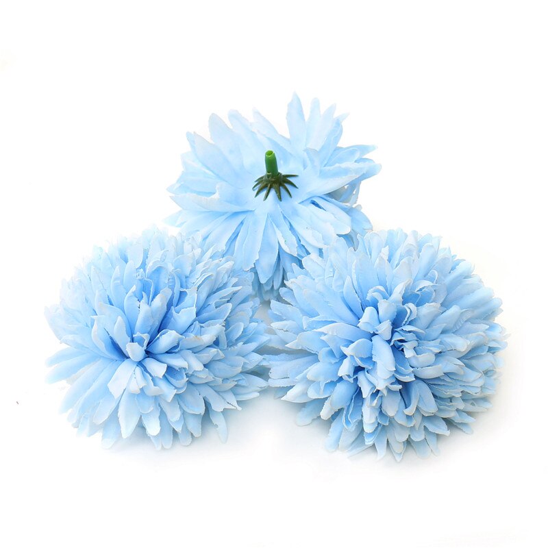 5 st konstgjord blomma 7cm sidenkrysantemum blomhuvud bröllopsfest heminredning gör-det-själv krans scrapbook box hantverk: Blå