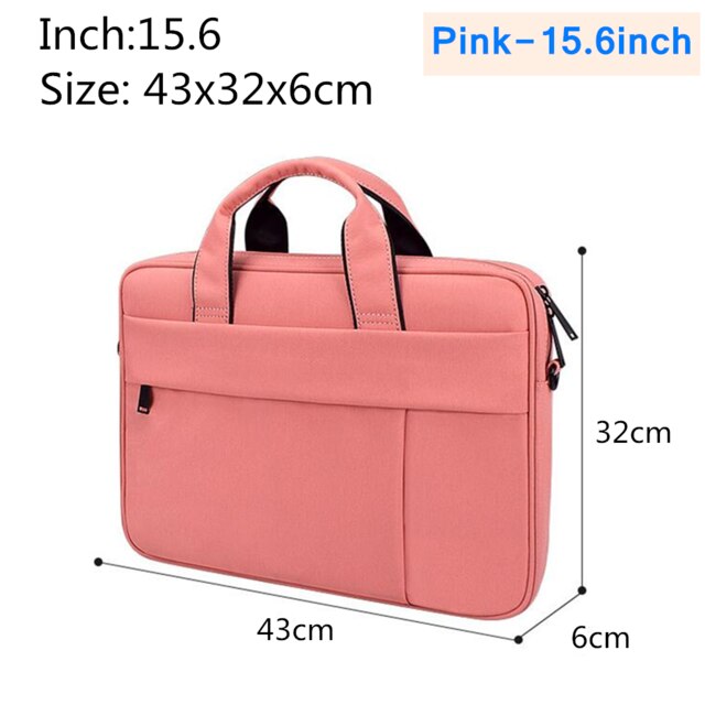 Laptop Bag 13.3 14.1 15.4 15.6 inch Waterproof Notebook Shoulder bag for Apple Millet Unisex Briefcase: Pink-15.6inch
