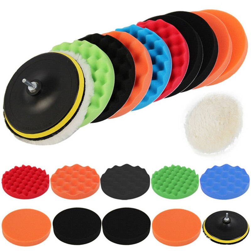 12Pcs Polishing Sponge Wheel Buffing Pad Set For Car Polisher With Drill Adapter Pad Diameter 6 Inch
