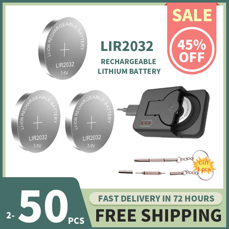 Bateria recarregável lir2032 3.6v 40mah (2-50 peças)-substituir cr2032 para relógios chave fobs brinquedos calculadoras sensores abridores de garagem
