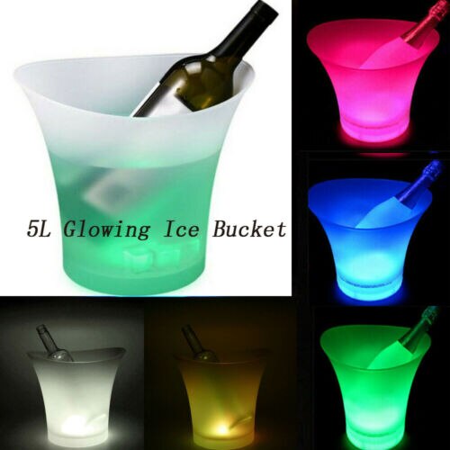 Multi-Color LED Champagne Wine Drink Cooler Light Up 5L Glowing Ice Bucket Bar
