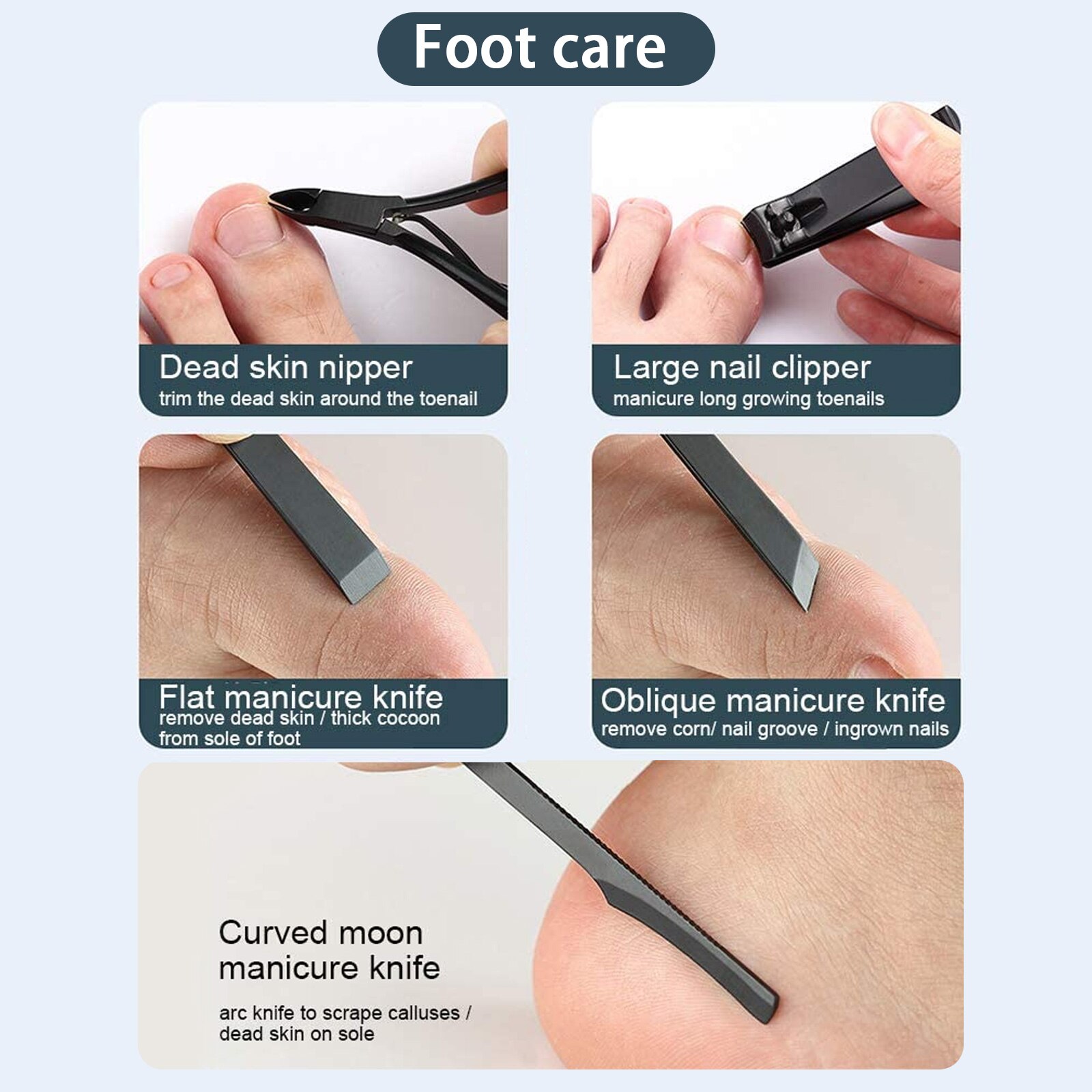 16PCS Manicure Pedicure Set Stainless Steel Nail Clipper Grooming Kit with PU Case for Foot Hand Facial Care