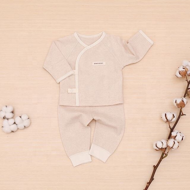 Biologisch Katoen Streep Jacquard Pasgeboren Baby Kleding Set Unisex 2 Stuks Ondergoed Set Broek Jongen Baby Thuis Pyjama Meisje Baby 'S Set