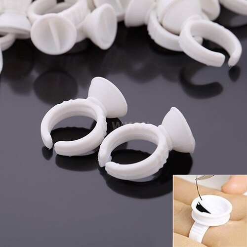 Paleta de pegamento para cejas, soportes adhesivos para extensiones de pestañas, anillos de almacenamiento, anillo de flor para pestañas, herramienta de injerto para plantación, 100 Uds.