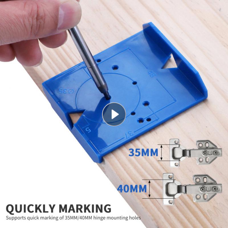 Hinge Hole Drilling Guide Door Cabinet 35/40mm Hinge Drilling Locator Hole Opener Marking Tool Kit DIY Woodworking Hand Tool Set