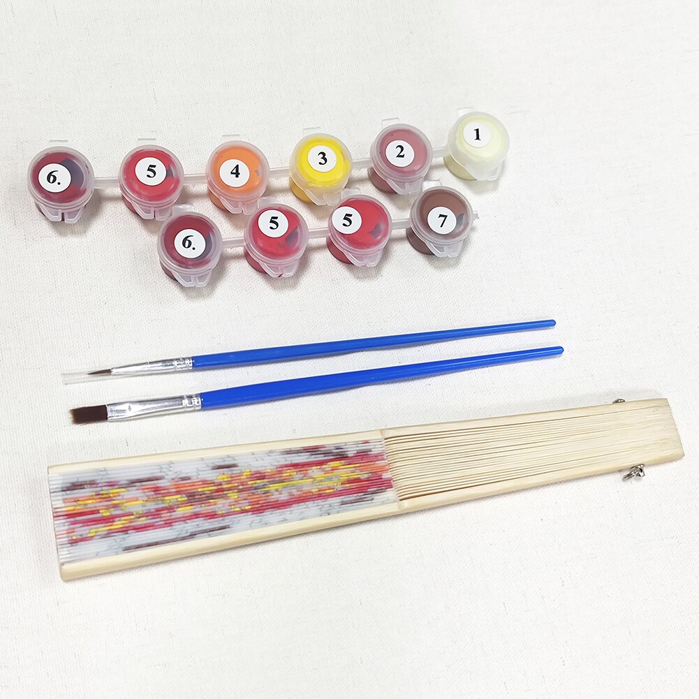 DIY Oil Painting by Numbers Folding Fan Artwork Christmas/Halloween Series Hand Painted Frameless Picture Painting Fan