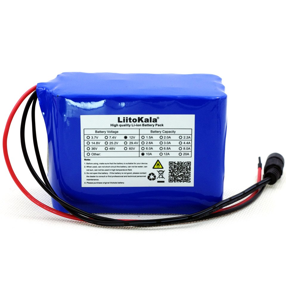 Liitokala protección gran capacidad 12 V 10ah 18650 batería recargable de litio 12v 10000 mAh + 12,6 v 3 a batería cargador