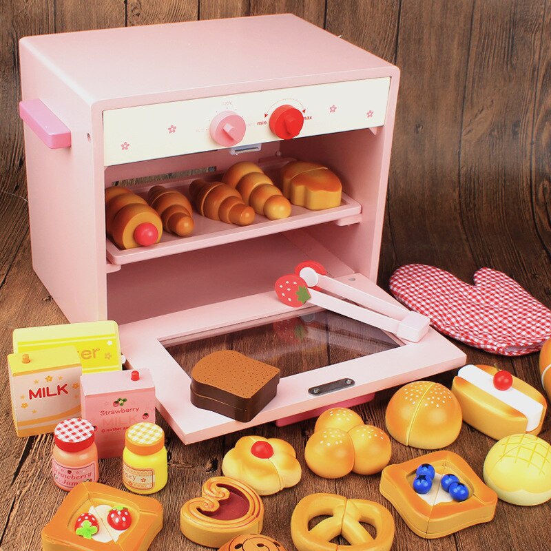 Children kids Cute Pink wooden pretend game suit pretend toaster machine game christmas kitchen pretend toy educational toy