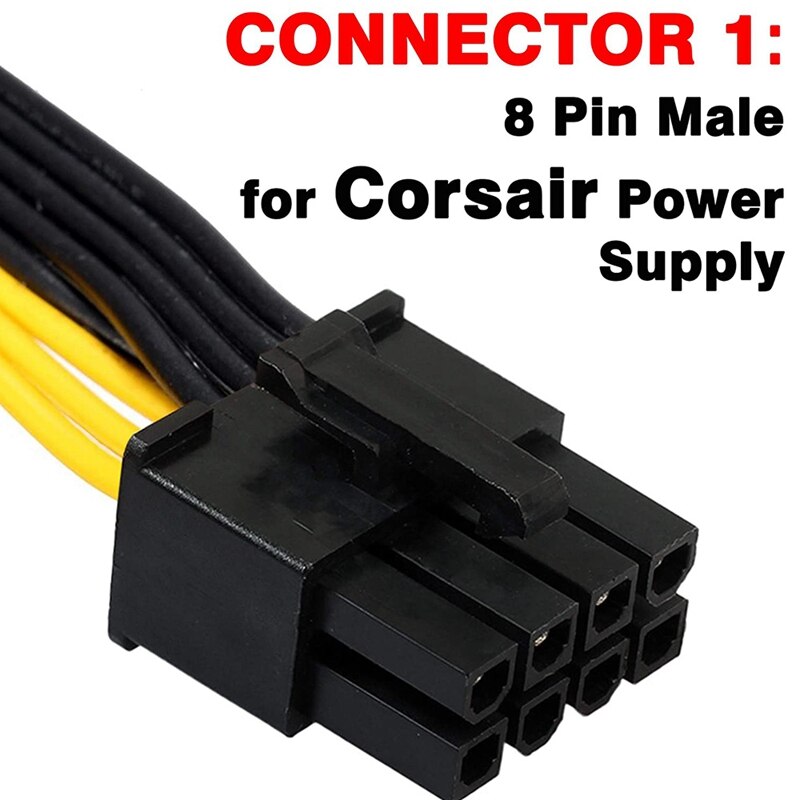 5Stck ATX 8 Stift Stecker auf Dual PCIe 8(6 + 2) Stift männlich Energie Adapter Kabel Nur für Corsair Modulare Netzteil 60cm + 20cm