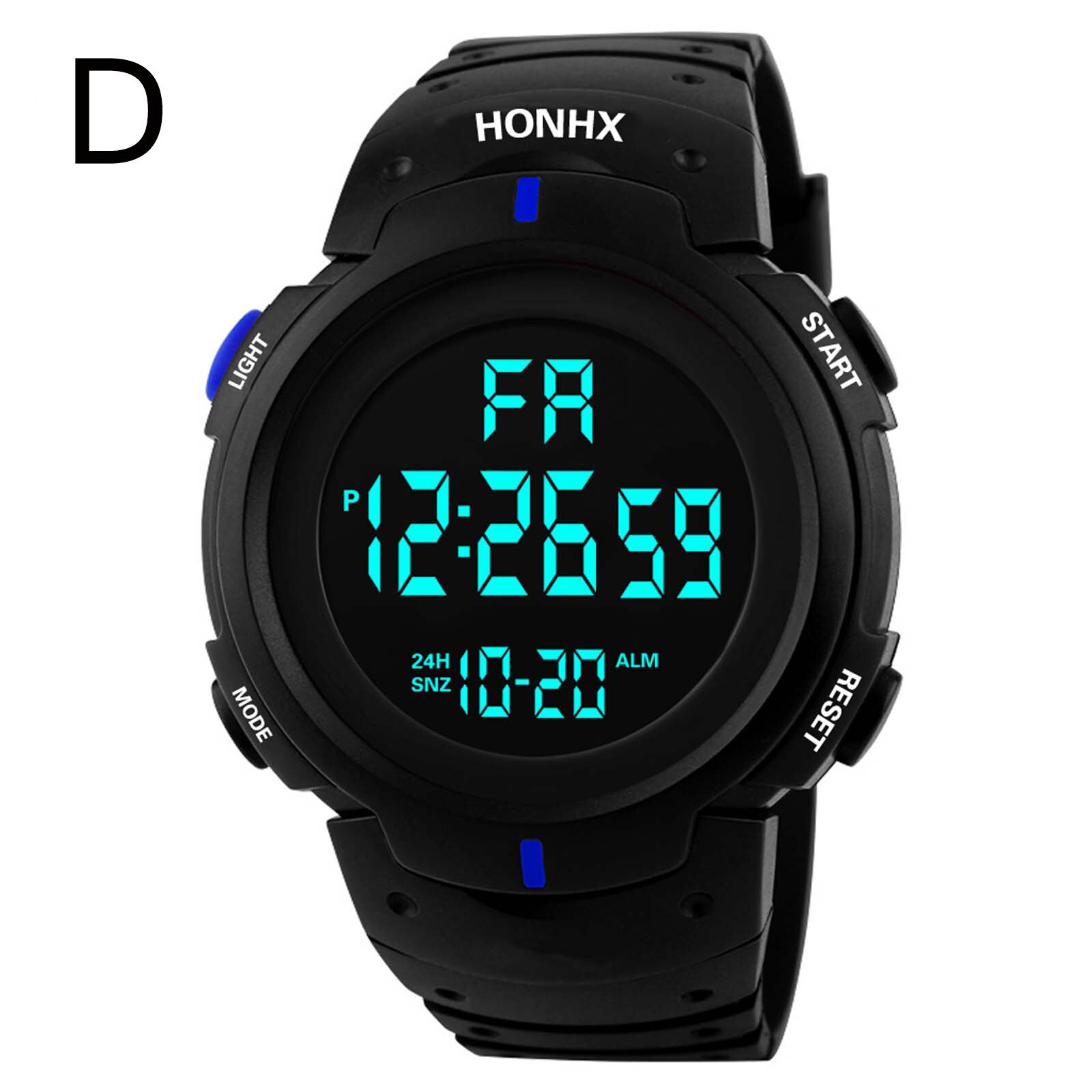 Sports Watches 50M Waterproof LED Digital Watch for Men Resin Dial PU Strap Clock Relogio Masculino Digital Watch: D