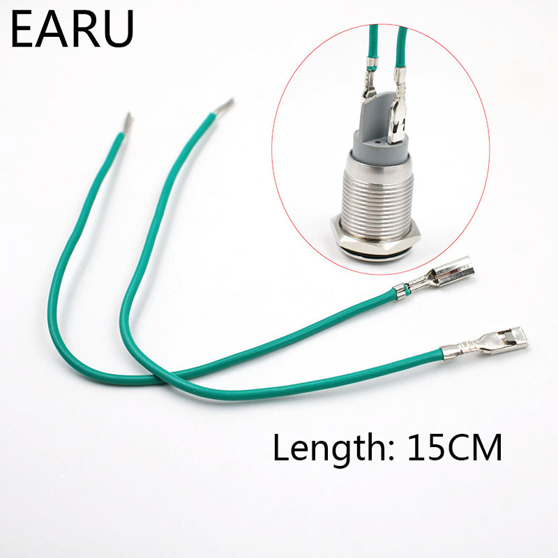 6mm vandtætte metal indikator pilot led lyssignal 5v 6v 12v 24v 110v 220v lampe motorbåd bil rød blå grøn: 2 stk stikledninger