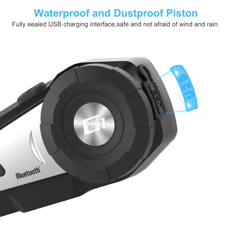 AiRide G1 Motorcycle Helmet Headphone 10M Bluetooth Group Interphone Waterproof with Voice Control, CVC Noise Canceling