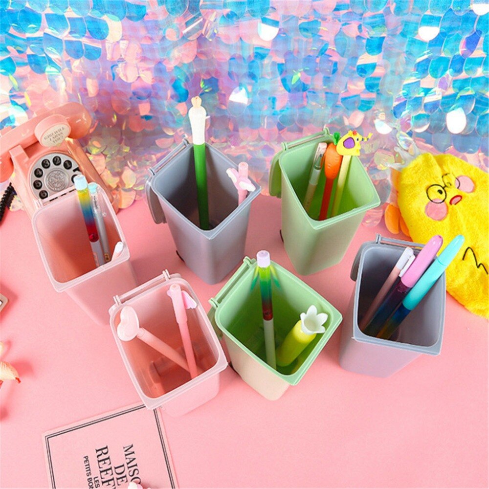Mini filet poubelle forme porte-stylo en plastique papier paniers Tube barils pour enfant accessoires de bureau Prullenbak