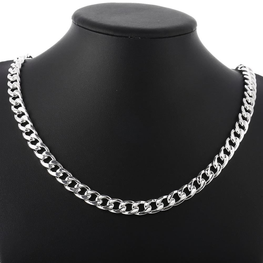 Berlock 925 sterling silver armband halsband smycken set för män klassisk 10mm kvadrat kedja 20/22/24 tums fest