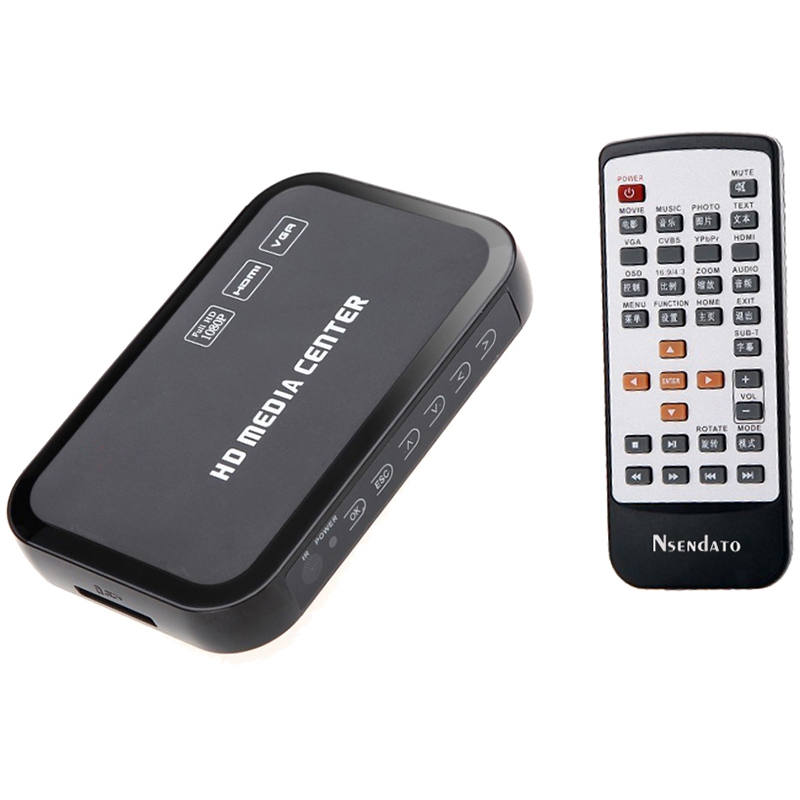 Eu Plug Full Hd 1080P Media Player Center Multimedia Video Player With Hdmi Vga Av Usb Sd/Mmc Port Remote Control Ypbpr Cable