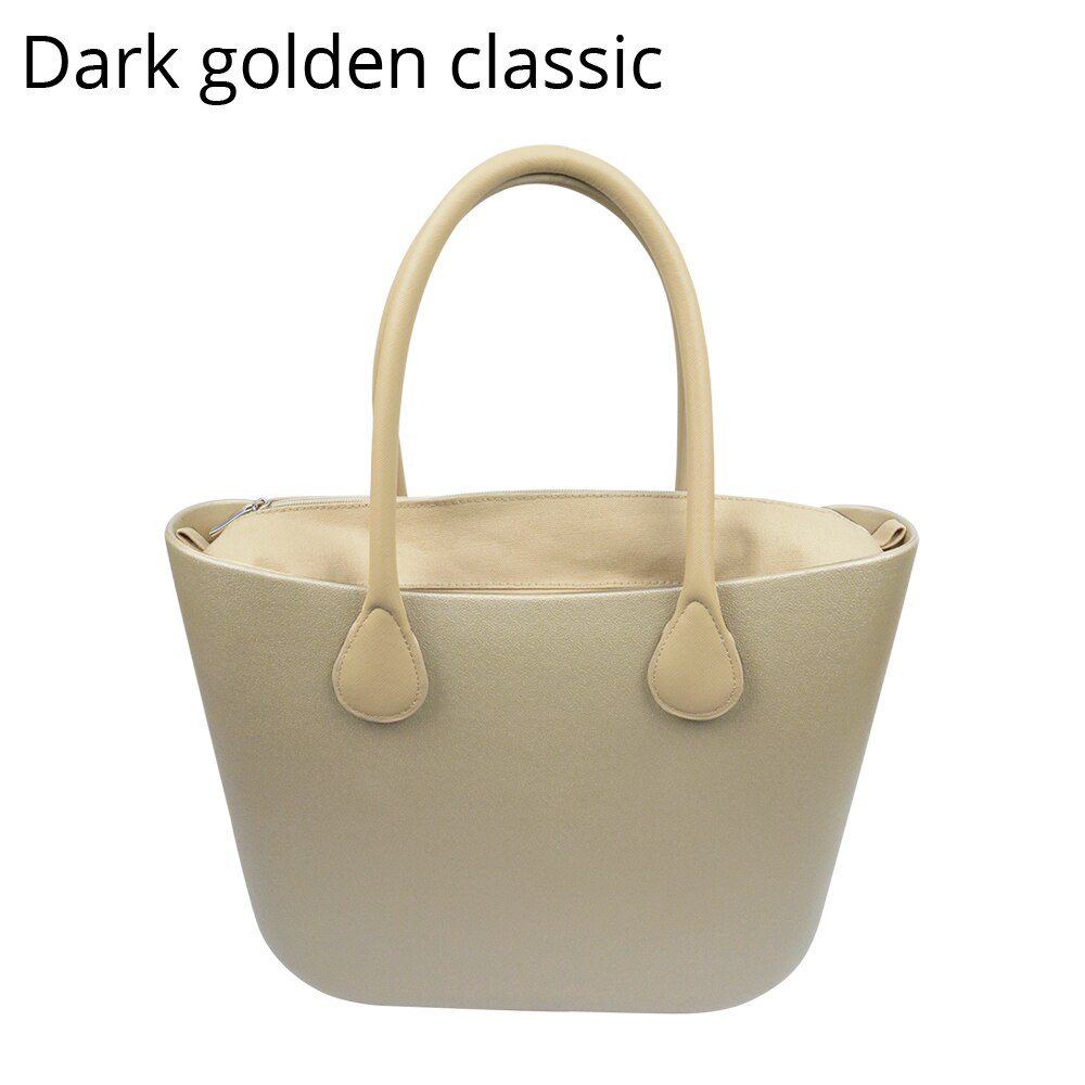 Obag Style Classic EVA Bag with Insert Inner Pocket Handles Colorful EVA Silicon Rubber Waterproof Women Handbag: dark golden