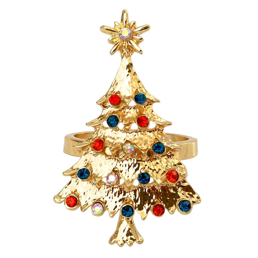 Kerstboom Servet Gesp Metalen Servetring Hotel Restaurant Decoratie Servet Ring Ambachten Sieraden Wedding Party DIY: Gold