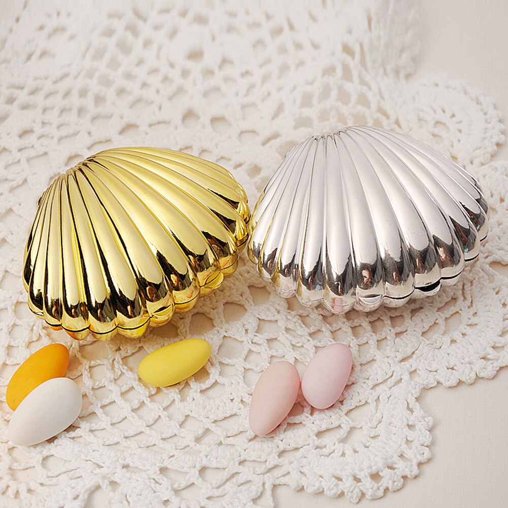 10 stuks/partij schelp bruiloft bedankdoos bruiloft snoepdoos casamento bruiloft bedankjes en bruiloft decoratie huwelijk