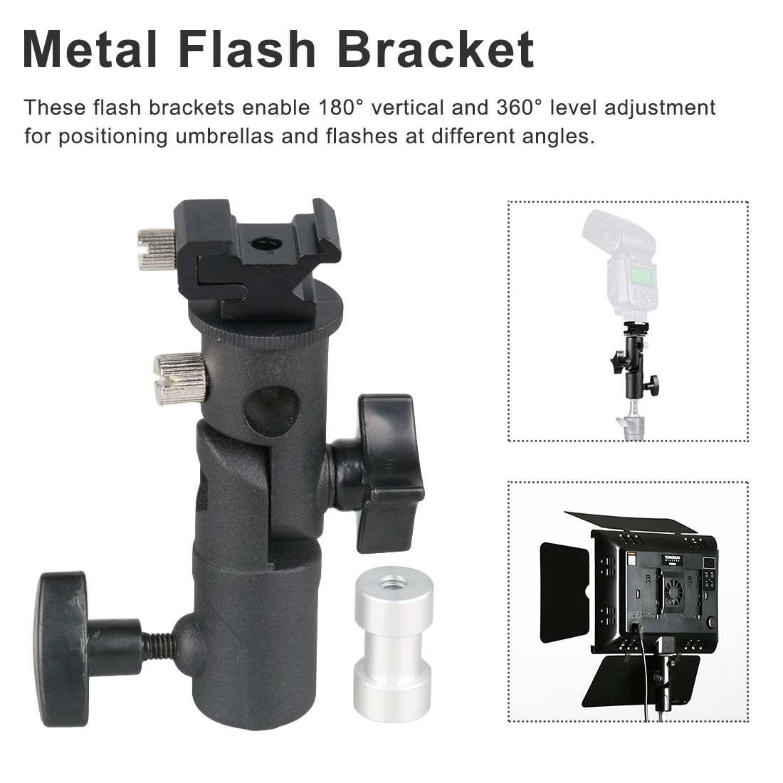 Metall vattentät fäste universal sko blixt paraply stativ med skruv installation roterande led ljus stativ