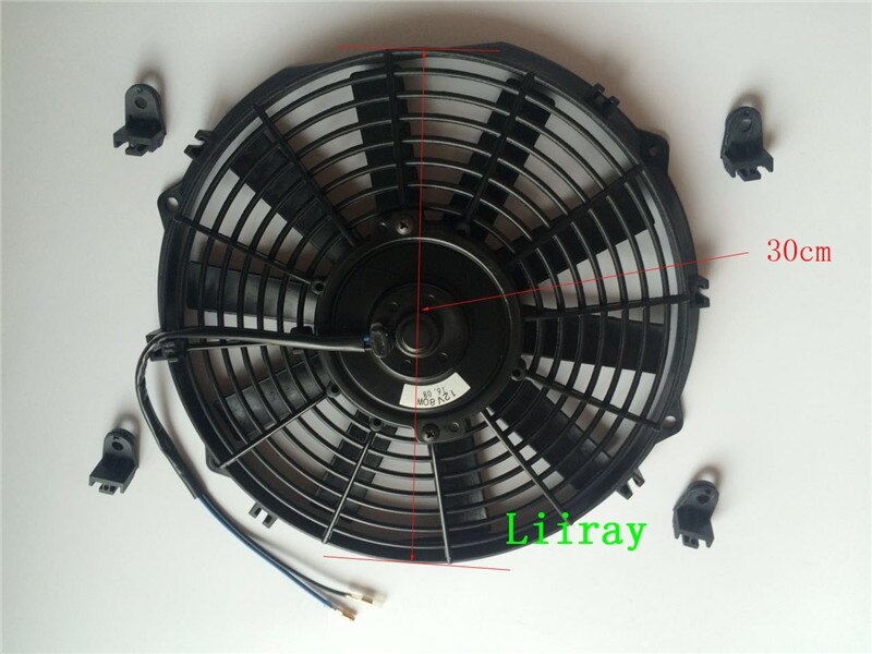 12 inch universal auto ac electric fan 12v 80watt pull Inhalation fan with 10 STRAIGHTblades