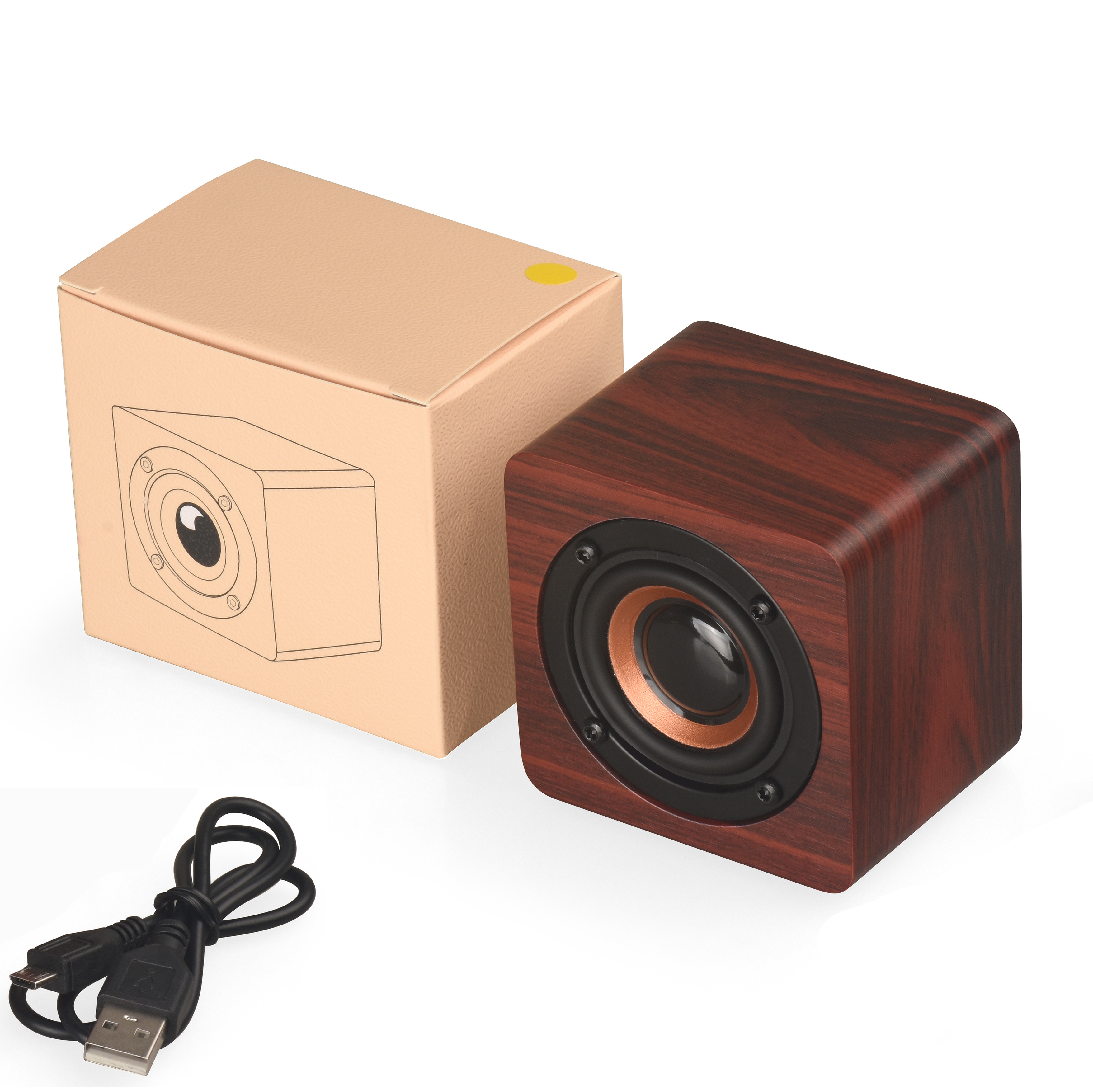 HYASIA Portable Mini Speaker Bluetooth4.2 Wireless Speaker Wooden Outdoor Subwoofer Bass SoundBox Music for Smartphone Tablet PC