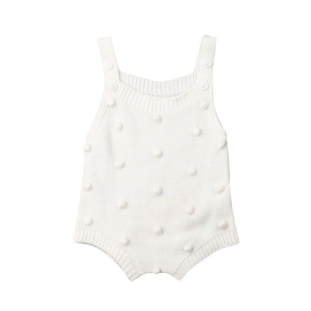 Pudcoco Baby Bodysuits Set Baby Jumpsuit Algehele Mouwloze Baby Jongens Kleding Herfst Gebreide Meisjes Jongens Baby Casual Kleding: WHITE / 6m