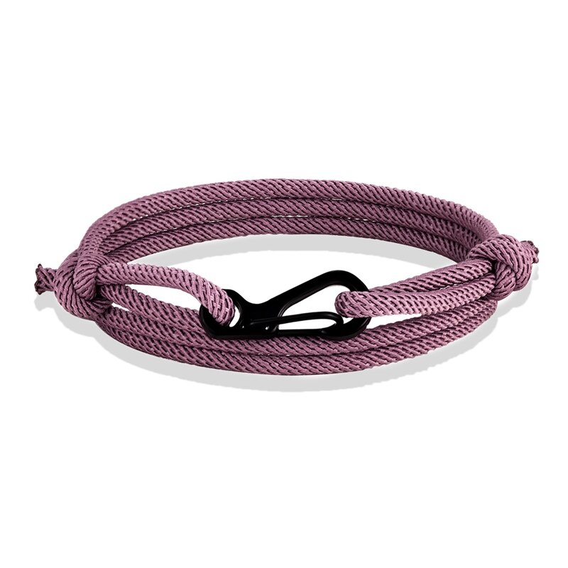 MKENDN-pulsera de cuerda de estilo náutico para hombre y mujer, brazalete minimalista de escalada, mosquetón, color azul oscuro, medianoche: Taro purple