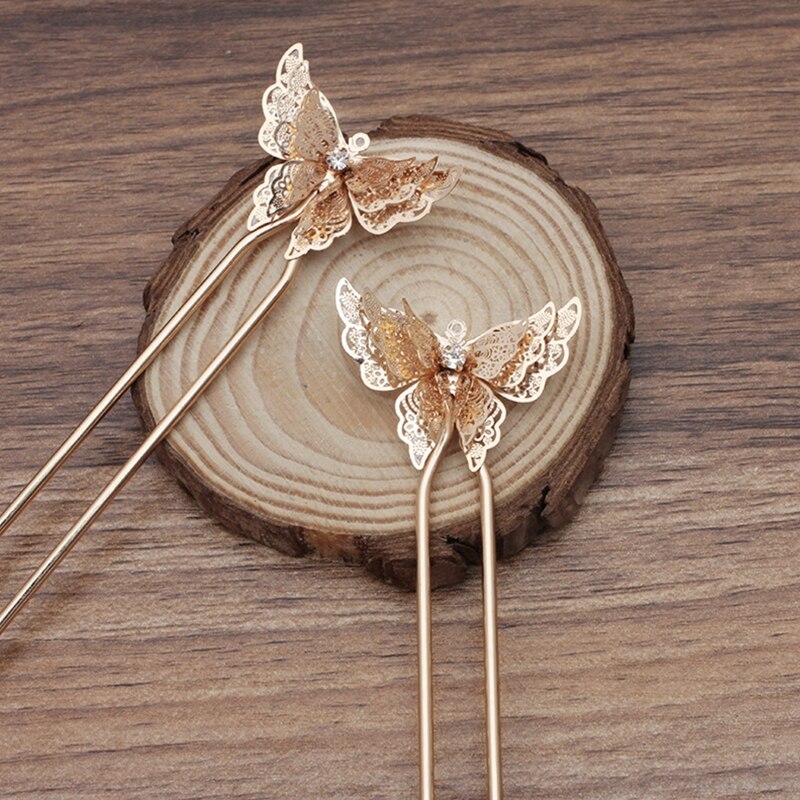 2 uds 25x35mm mariposa largo pelo horquilla pinzas para el pelo horquillas boda pasadores horquillas Accesorios para peinados: KC Gold