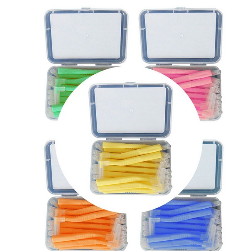 20 Pcs Interdental Brush 0.6mm-1.5mm L-shaped Push-tooth Inter-brush Soft Floss Toothbrush Orthodontic Brush Oral Care Tool