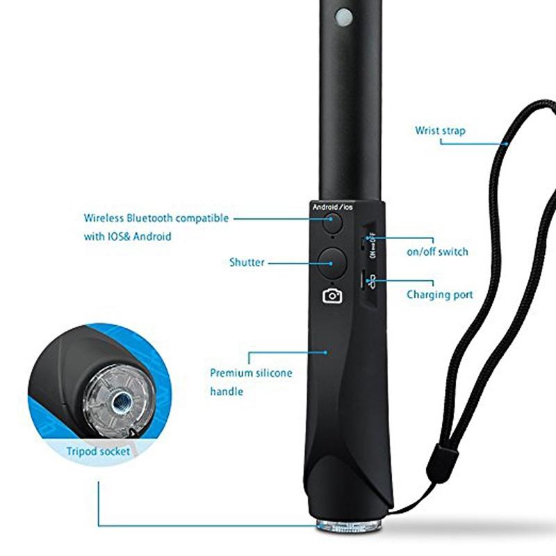 EastVita Smart Selfie Stick handle sticks with Bluetooth remote shutter extendable for Camera IOS Android Smartphones r5