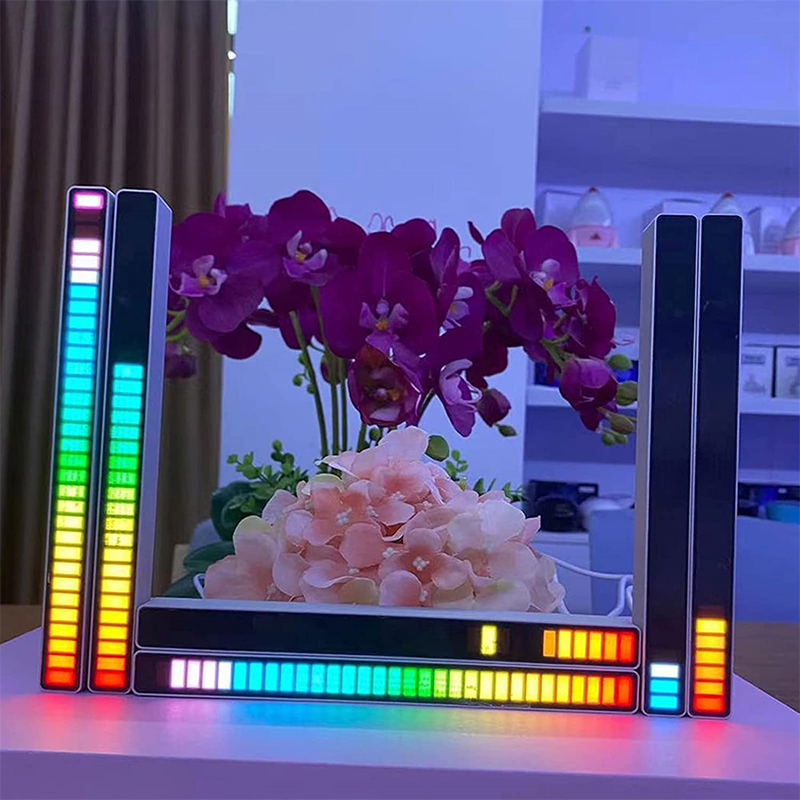 Visualisation du rythme de battement de musique, commande vocale, capteur de son, lumière, pour ordinateur de bureau, voiture, barre lumineuse RGB, affichage LED
