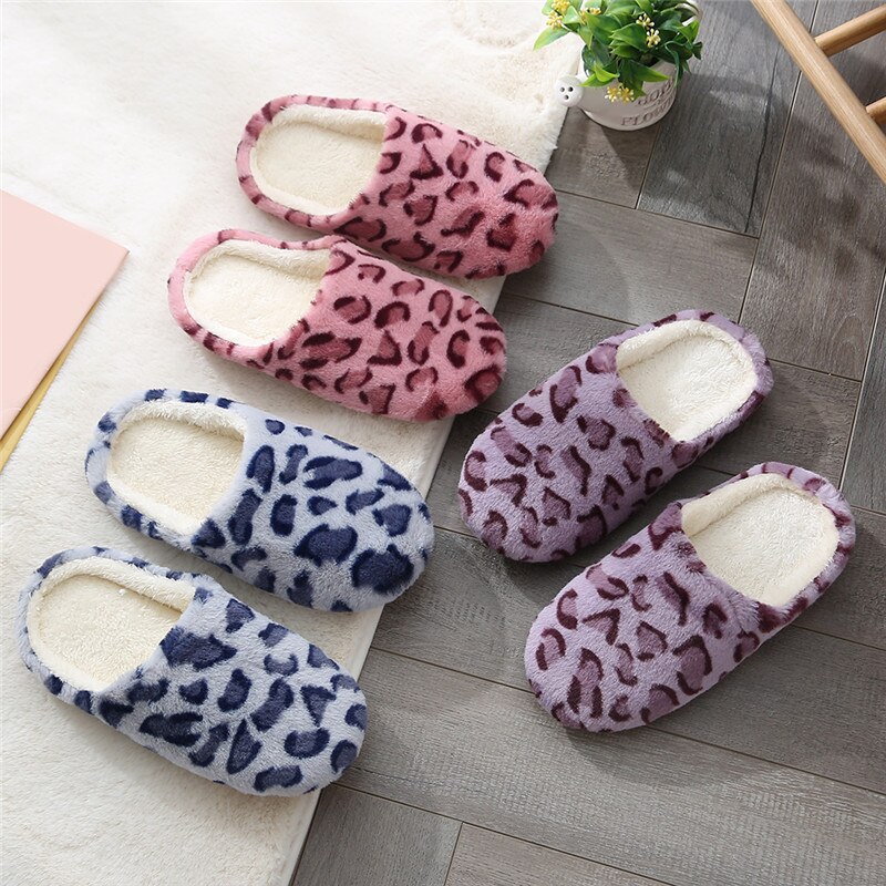 Mannen Vrouwen Zachte Bodem Thuis Slippers Luipaard Print Indoor Floor Slippers Antislip Schoen Voor Slaapkamer Huis Slippers Warme schoenen