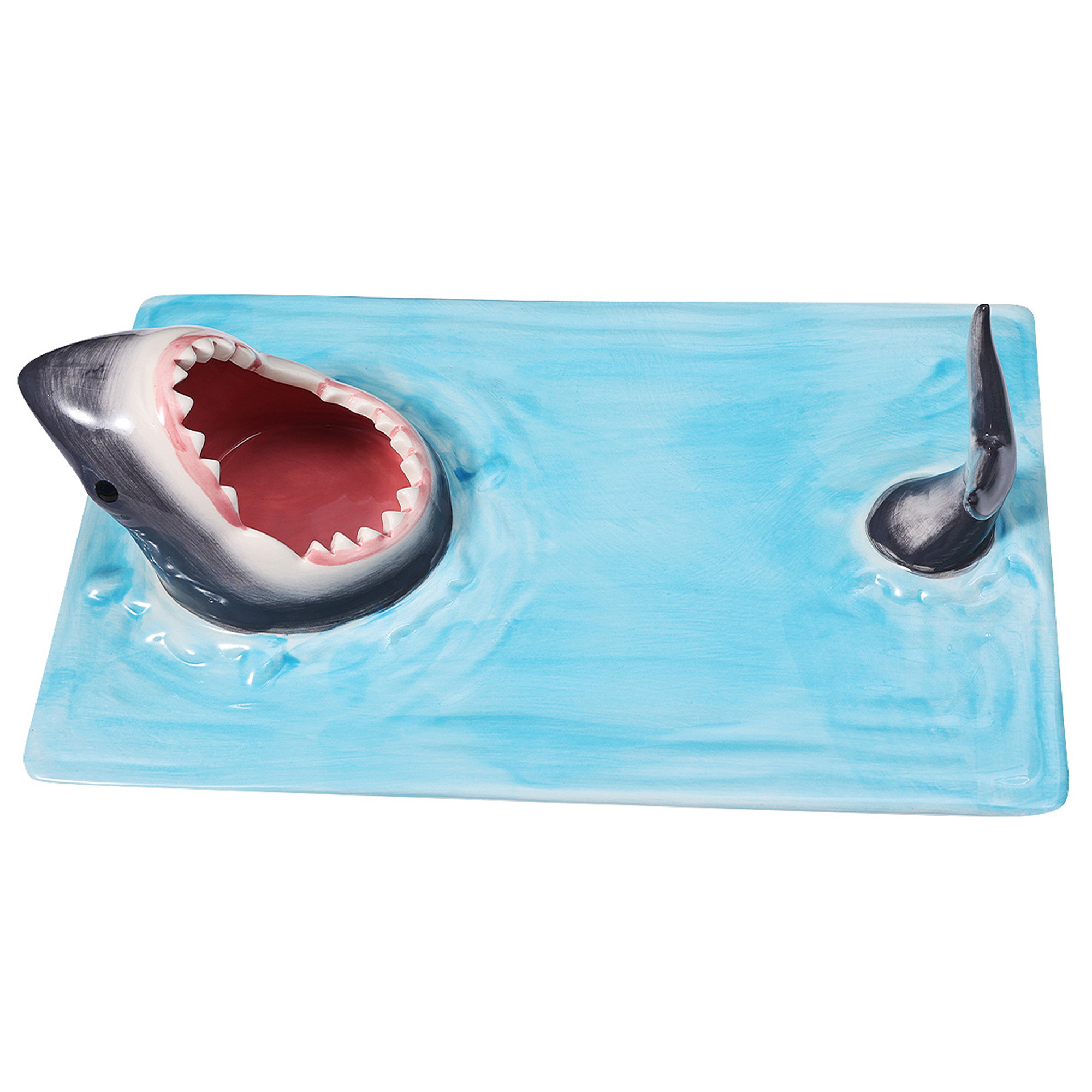 Plato de Sushi de cerámica con forma de tiburón, tabla rectangular de queso, mesa de comedor, decoración de cocina