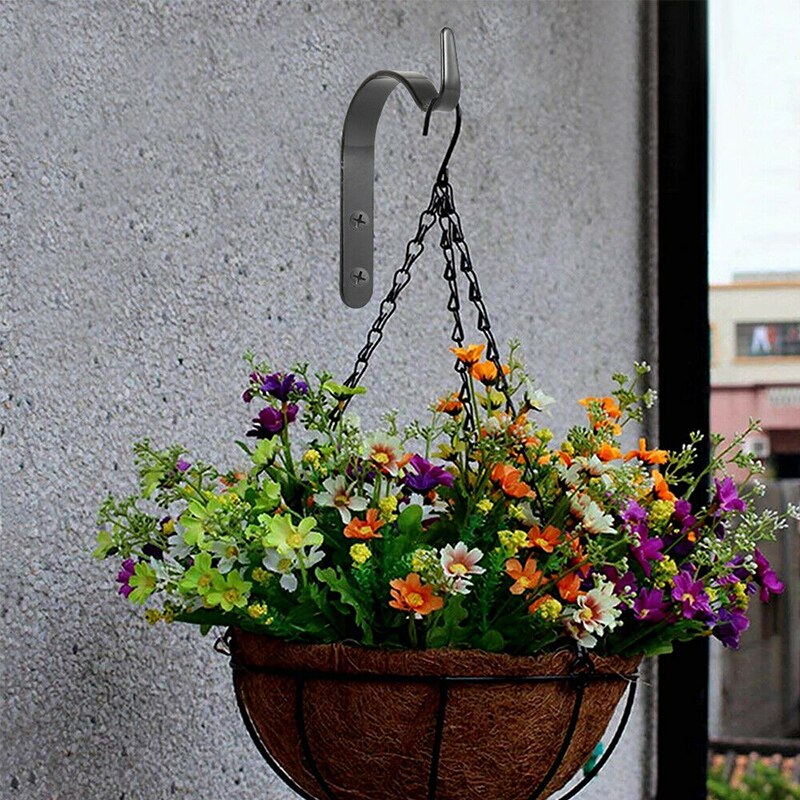 1/4/10pcs Hanging Basket Brackets Metal Strong Outdoor Wall Garden Hook Black AC889