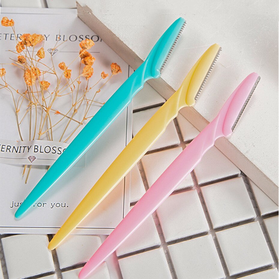 3 -delige set draagbare wenkbrauwtrimmer, haarverwijderaar, damesgezichtsscheermes, wenkbrauwtrimmer, scheermesjes voor make-up, cosmetische set: Wenkbrauwscheerapparaat.