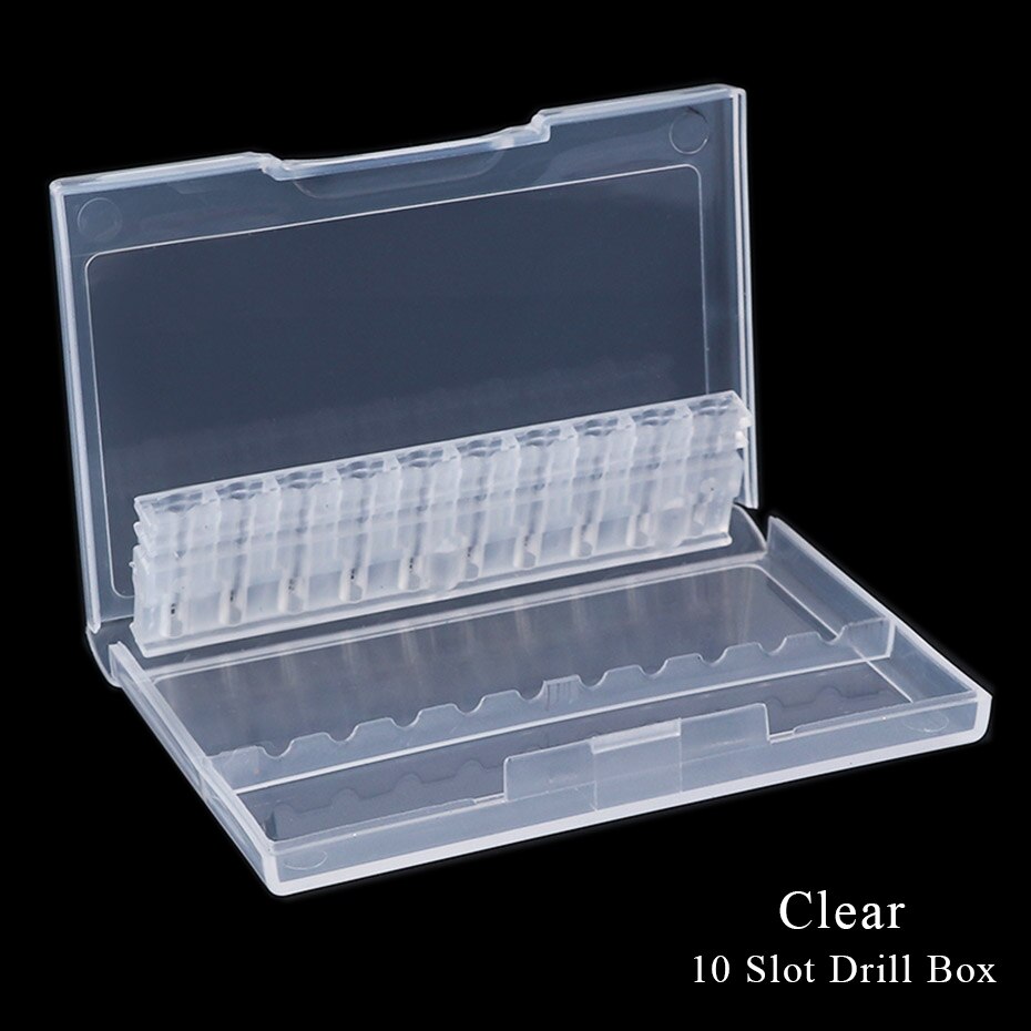 Acrylic Nail Drill Bit Storage Box Empty Stand Display Container Nail Case Cutter for Milling Machine Manicure Accessories BE867: Clear 10 Slots