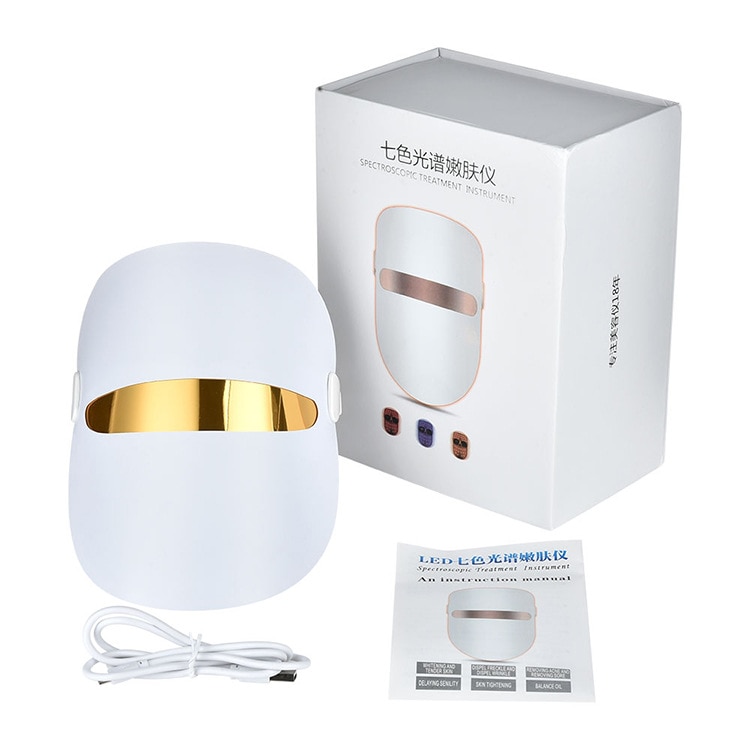 Led terapi mask för ansikte röd ljusterapi infraröd 7 färger hud åtstramande rynkor borttagning maskin whitening enhet: Default Title