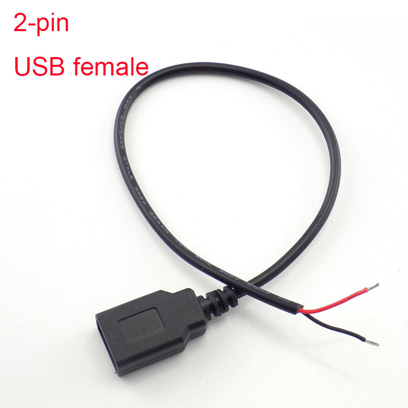 Cabo de alimentação de 0.3m/1m/2m, 2 pinos usb 2.0 a fêmea macho 4 pinos fio jack carregador cabo de carregamento conector de extensão diy linha 5v: Vermelho / 5-9 Pcs