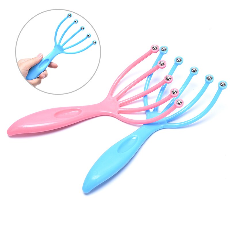 1 pz massaggiatore testa a cinque dita testa a sfera in acciaio massaggio rilassamento massaggiatore capelli tenuto SPA cuoio capelluto collo antistress ridurre lo Stress