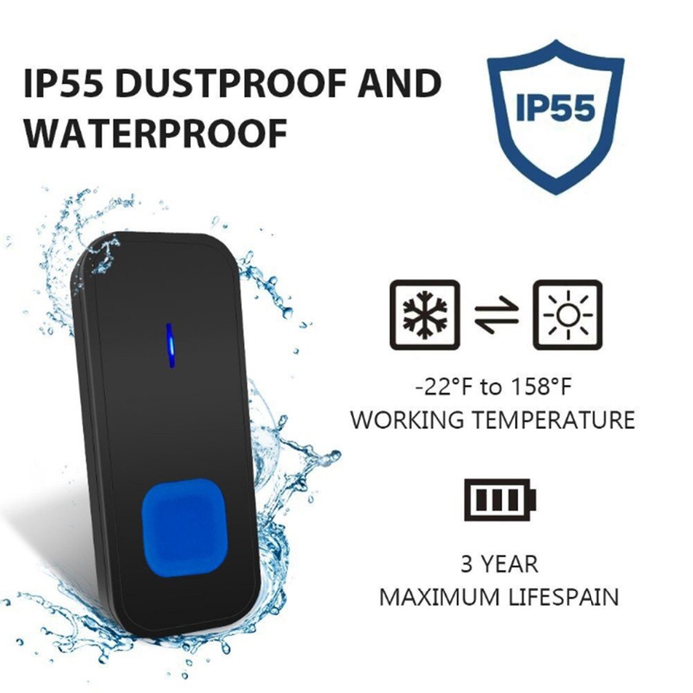 Wireless Doorbell Kit Plug In Wireless Cordless Waterproof Door Bell Chime Kit LED visual alerts Home Office 300M wireless range