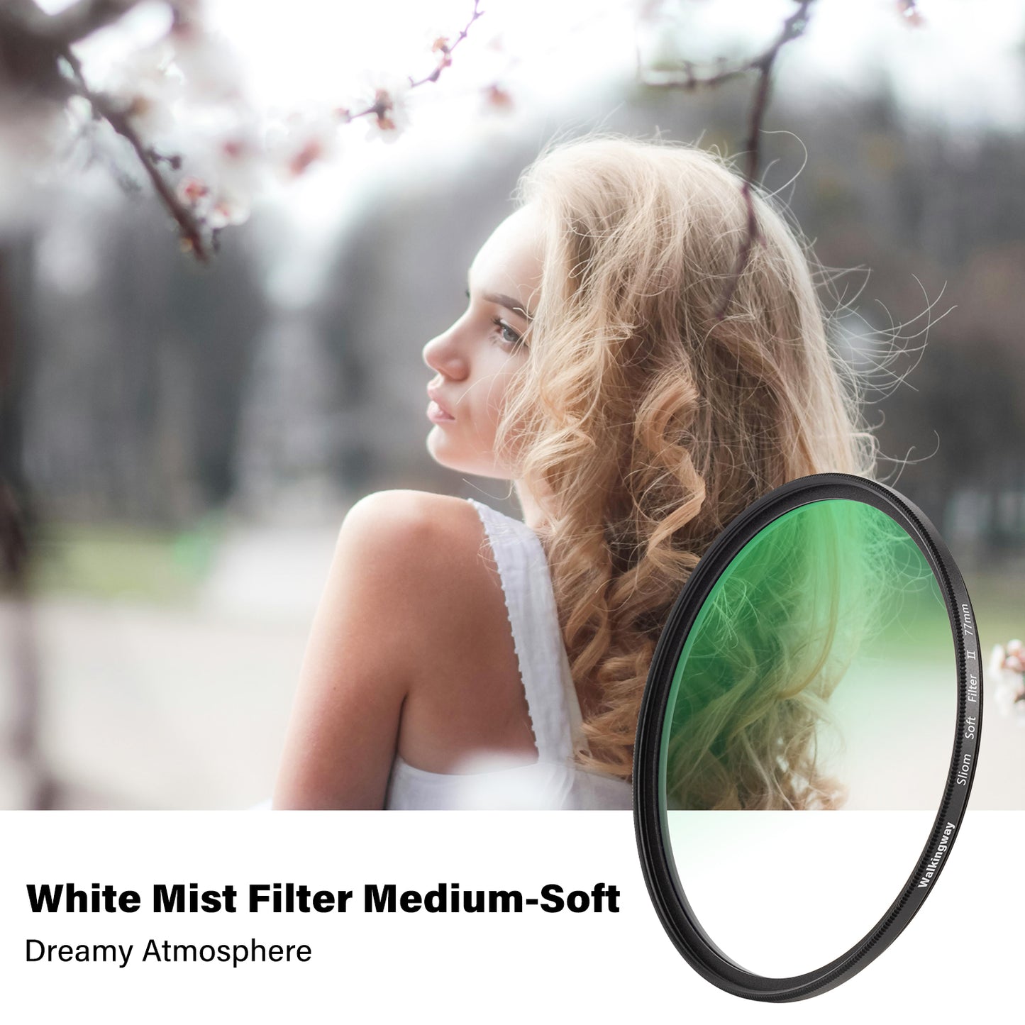 a passeggio modo pro nebbia Filtro per obiettivo fotocamera Filtro bianco con messa a fuoco morbida Diffusore di nebbia con effetto da sogno per la fotografia fotografica: nero / 95mm