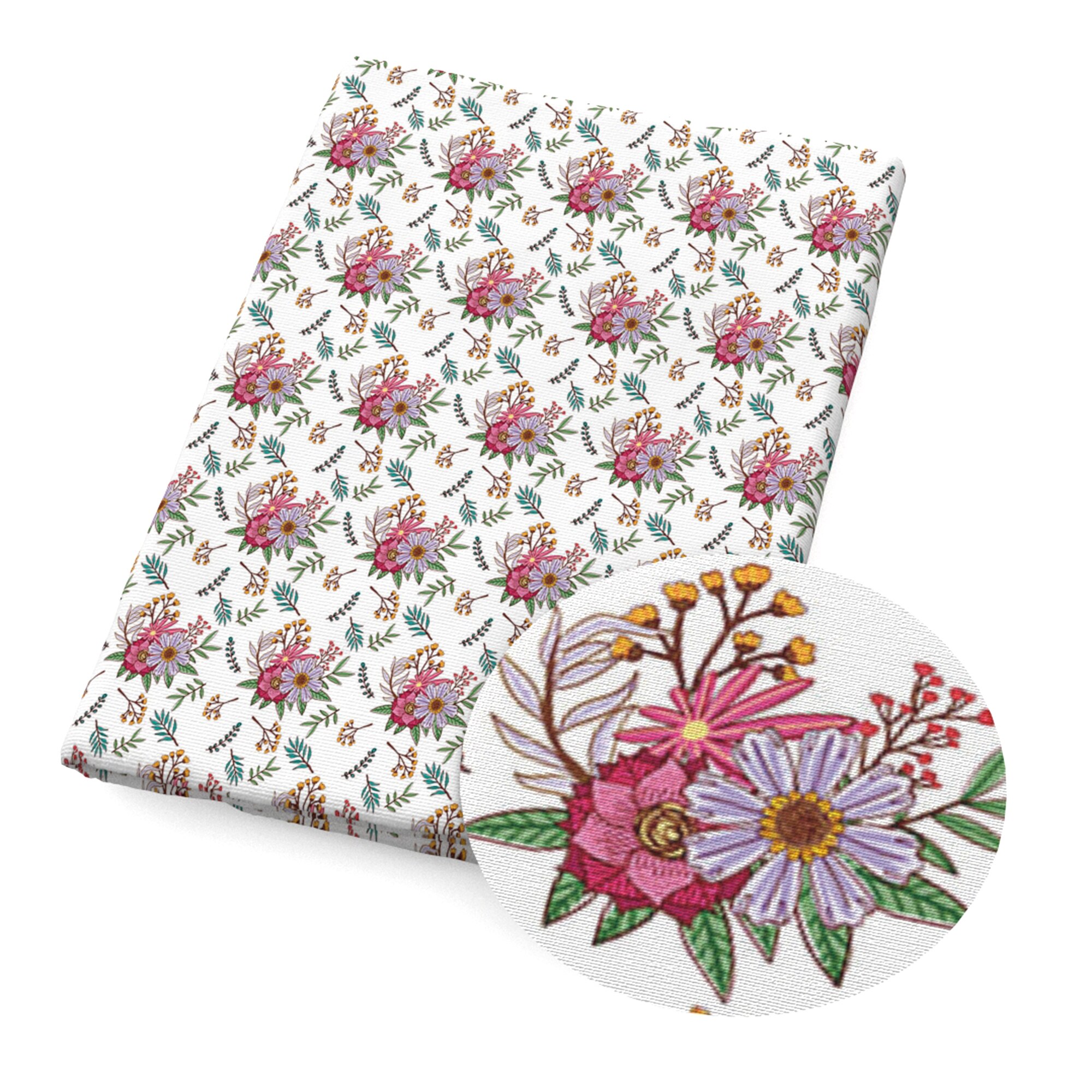 thumbnail interactive-video image 1 of Textile Station 100% Cotton Canvas Fabric – Floral Polka Dot – 58" Wide, 250 Thread Count – By The Meter, UK Made 1 of 6