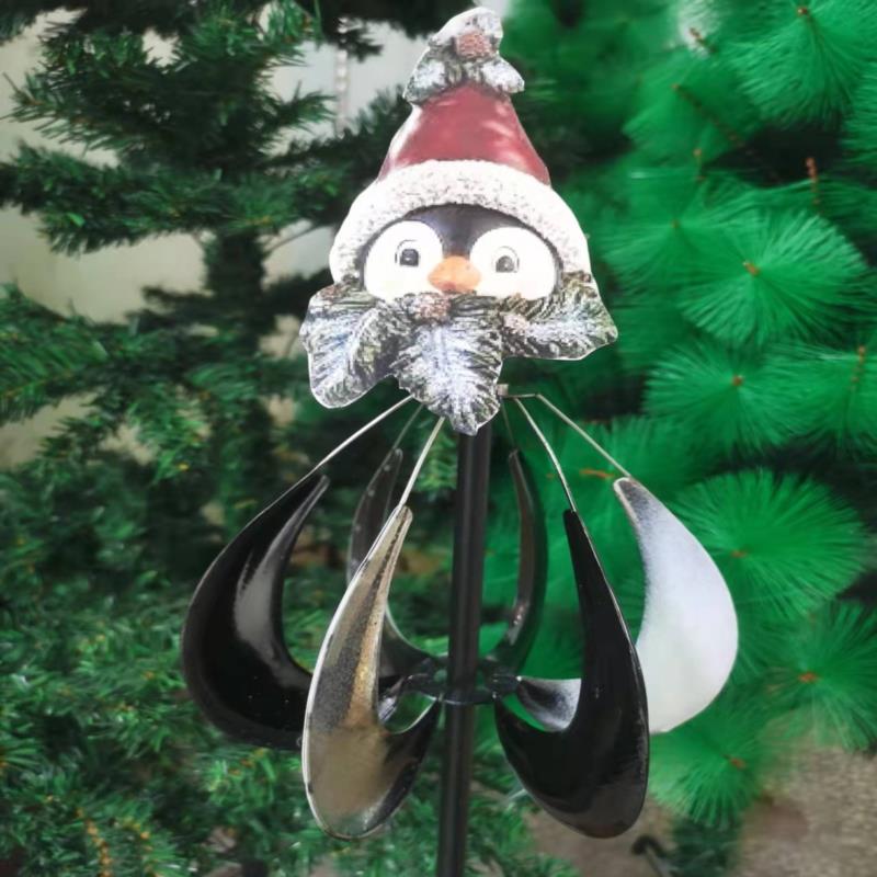 Molino de viento giratorio para jardín, muñeco de nieve de Navidad, decoración de jardín, estacas para exteriores, Spinner de viento