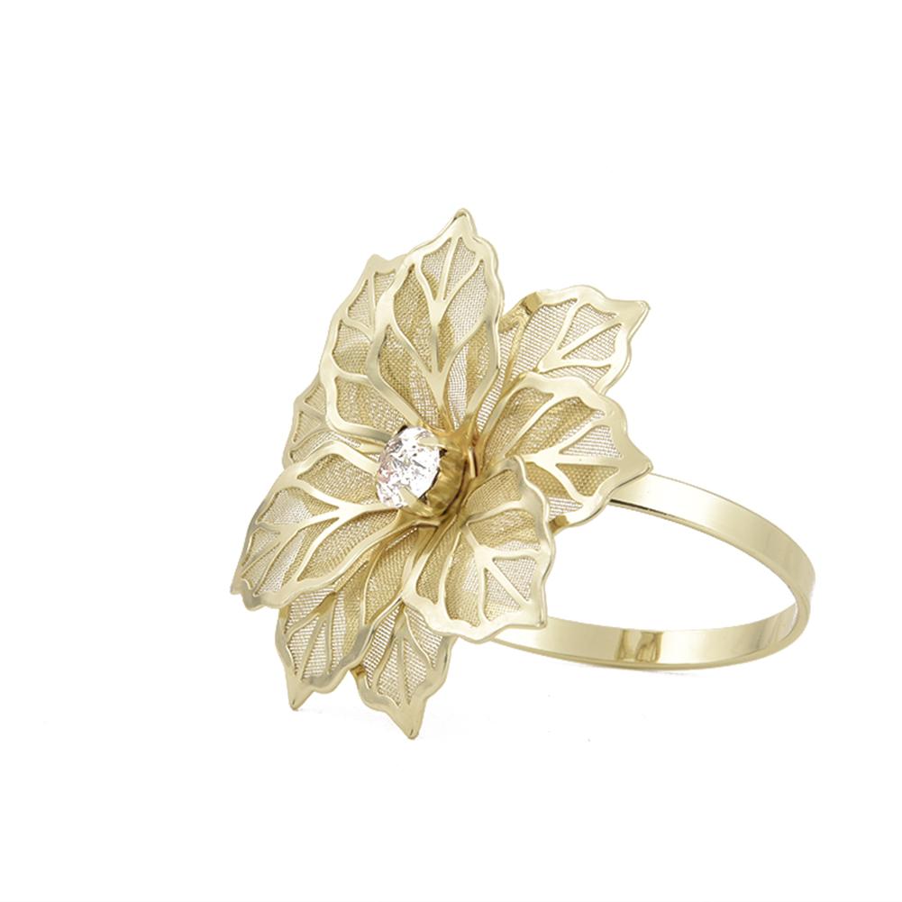Anillos para servilletas con forma de flor dorados y plateados para bodas, , fiestas, banquetes, cena, clubes de Navidad, casa, 3 uds.: Gold