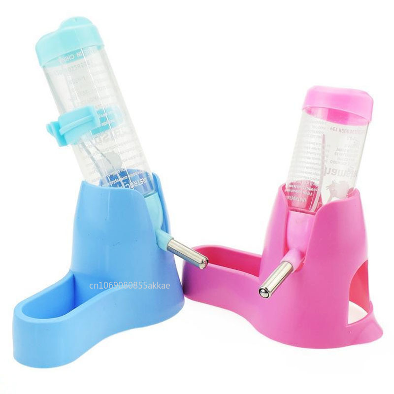 Botella de agua bebedero para hámster con soporte para animales pequeños, botellas de plástico para beber, botellas de agua, fuente de tubo con cabezal para beber