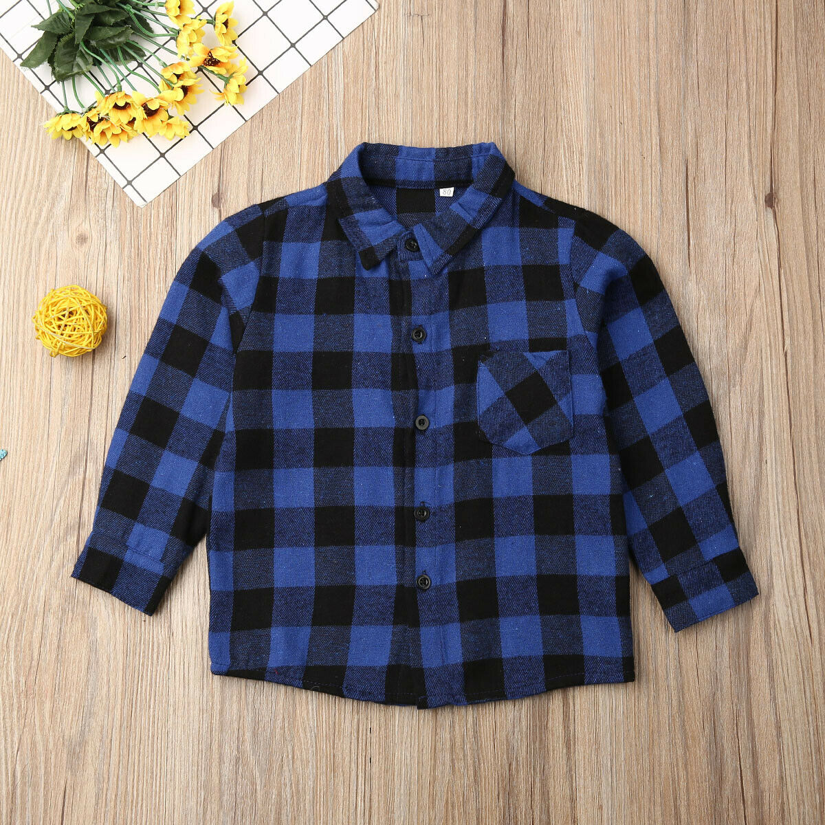 Kerst Plaid Lange Mouw Top Overhemd Jas Voor Peuter Baby Meisjes Jongens: Blauw / 5