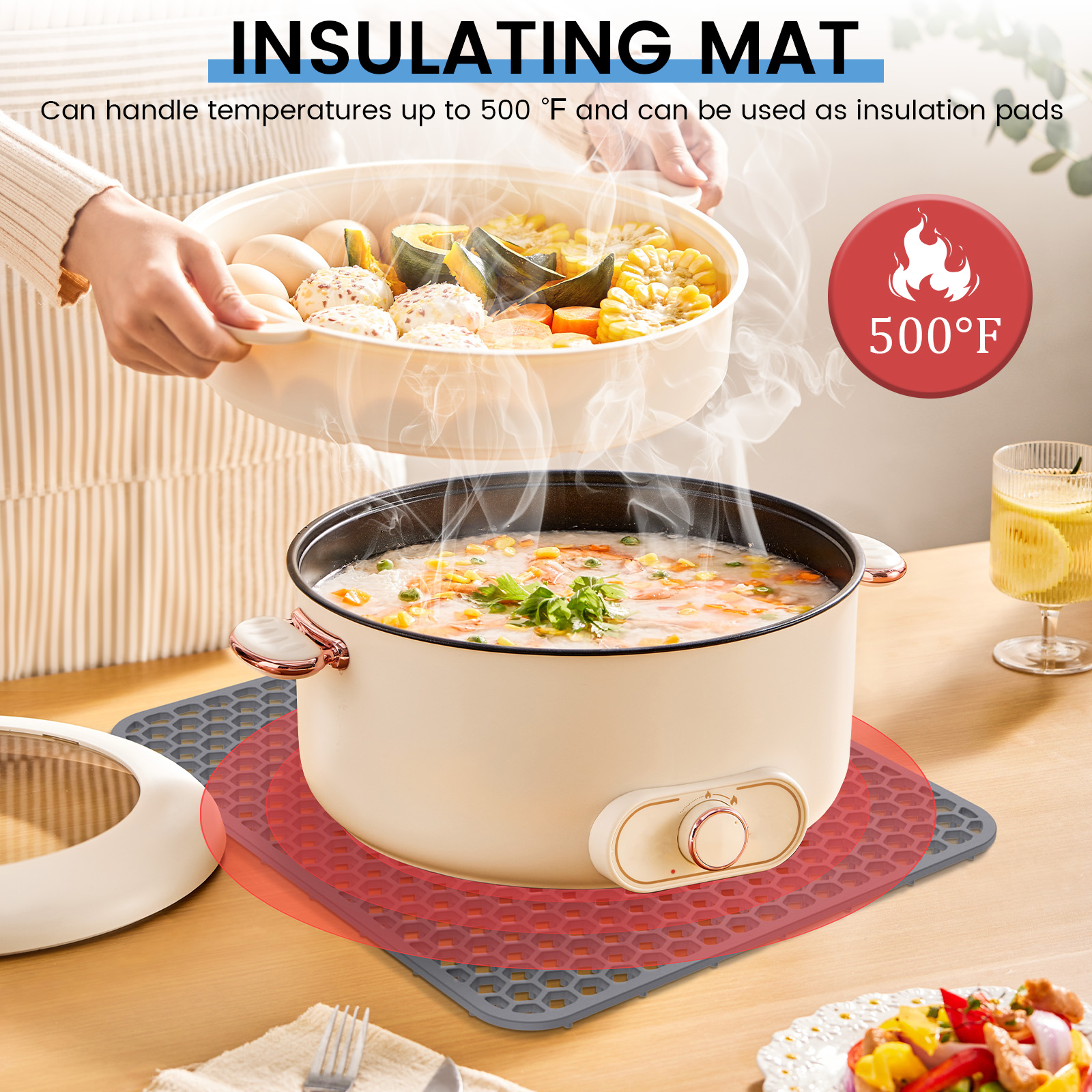 Zerodeko 2pezzi Tappetini Silicone Per Tazze Pad Antiscivolo Per Casa E Ristoranti Facili Da Pulire E Duraturi Scuro - Foto 3