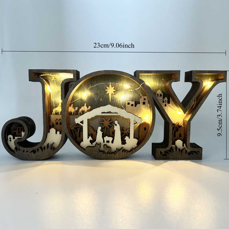 Wooden Crafts Christmas JOY Letter Ornament Home Office Decoration: light green